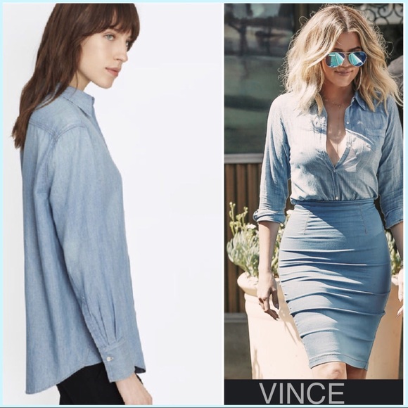 Vince Tops - 🎉HP🎉🆕Trendy VINCE Boyfriend Chambray Shirt